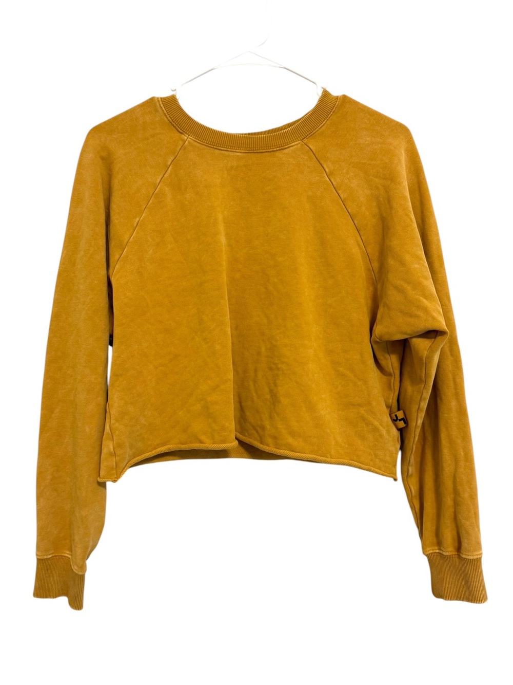 2/$30 JoyLab Cropped Sweatshirt Size XS Mustard Yellow Raw Hem Pullover Top